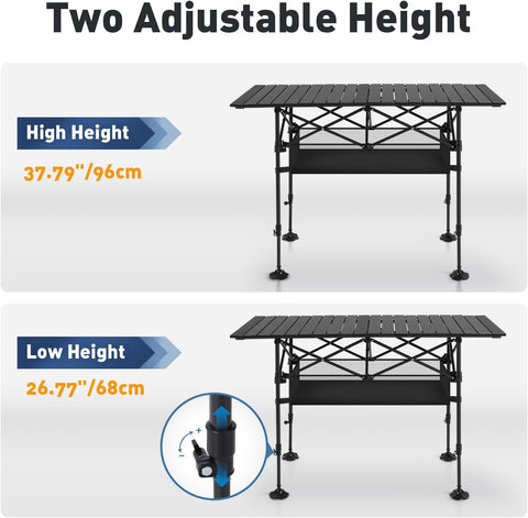 ALPHA CAMP Folding Camping Table Outdoor Table for Camping Picnic BBQ Beach