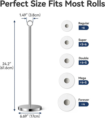 Toilet Paper Holder Stand Free Standing Rolls Storage,Chrome