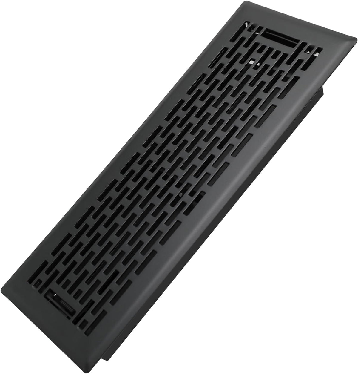 Howeall 4x12 Inches Heavy Duty Walkable Floor Register - Easy Adjust Air Supply Lever Decorative Floor Vent Covers - Boston Design Vent Covers for Home - Matte Black
