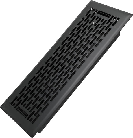 Howeall 4x12 Inches Heavy Duty Walkable Floor Register - Easy Adjust Air Supply Lever Decorative Floor Vent Covers - Boston Design Vent Covers for Home - Matte Black