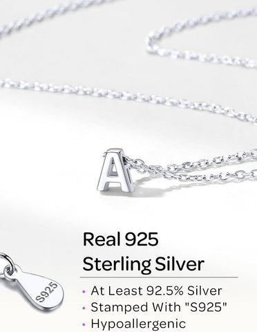 ChicSilver 925 Sterling Silver Initial Necklace for Women Dainty Letter Jewelry Personalized Gift