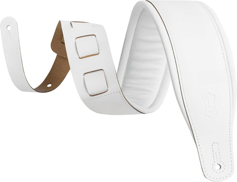Levy's Leathers Deluxe 3" Padded Leather Guitar Strap; White & White