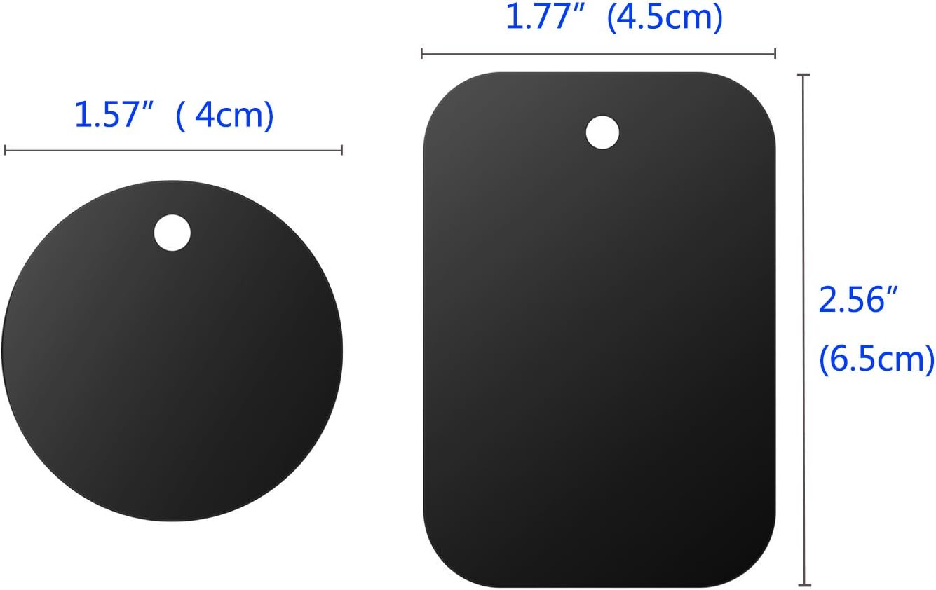 DSTELIN Universal Metal Plate 8 Pack for Magnetic Phone Car Mount Holder Cradle with Adhesive (Compatible with Magnetic Mounts) - 4 Rectangle and 4 Round, Black