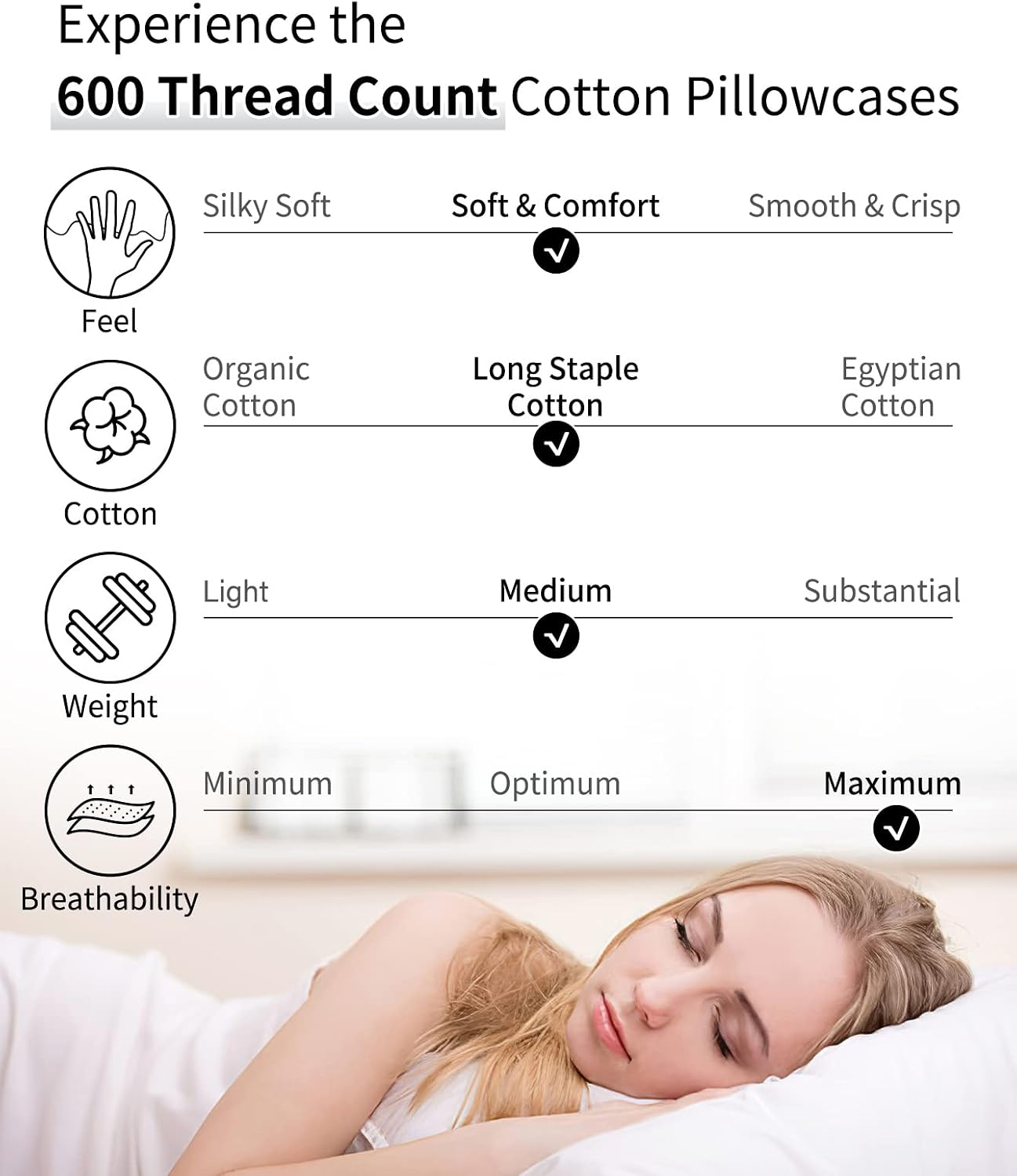 Warmstar Cotton Pillow Cases Standard Size Set of 2,White