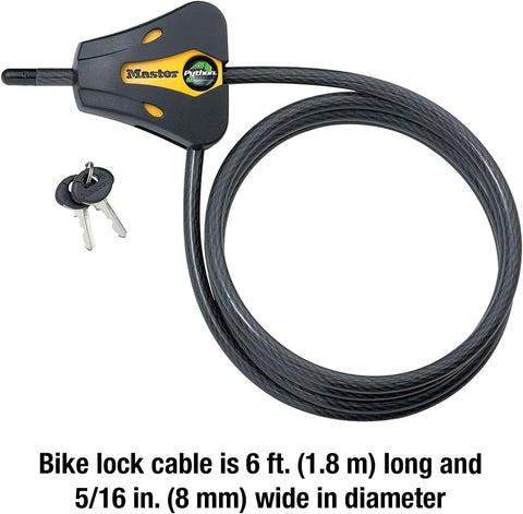 Master Lock - Keyed Alike Trail Camera Python Adjustable Cable Locks w/8 Keys, Model# 8419KA-4