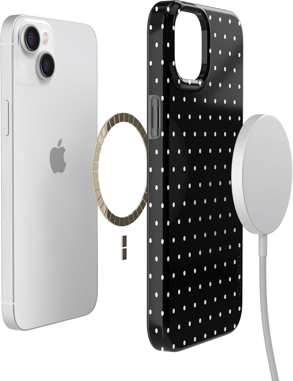 Casely iPhone 14 Plus Case | On the Dot | Black Polka Dot | Compatible with MagSafe | Classic Ultra Slim Design