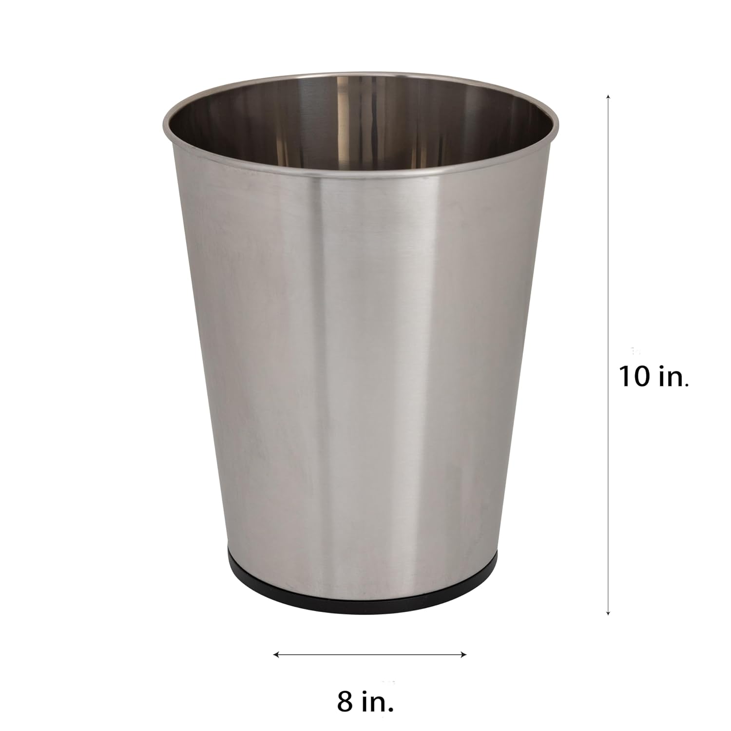 Bath Bliss 5 Liter Small Wastebasket, Stainless Steel | Compact Round Open Top Trash Can | Durable Bathroom Bedroom Dorm Office Garbage Bin | Stylish Space-Saving Waste Disposal Container