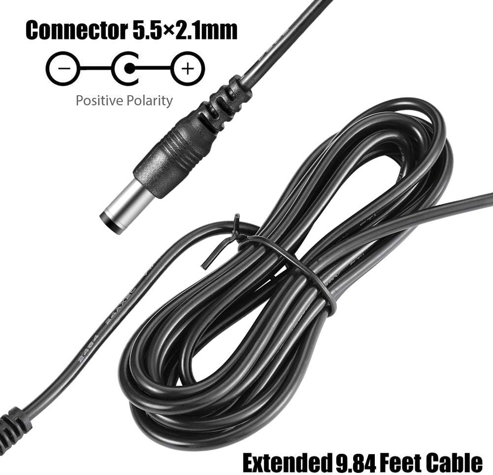 Universal 9.84 Ft Adapter for 12V Yamaha Keyboard Power Cord,AC Adapter for Yamaha PSR, YPG, YPT, DGX,EZ,P Digital Piano,Portable Keyboard Series,Replacement for Yamaha PA130 PA150 Adapter