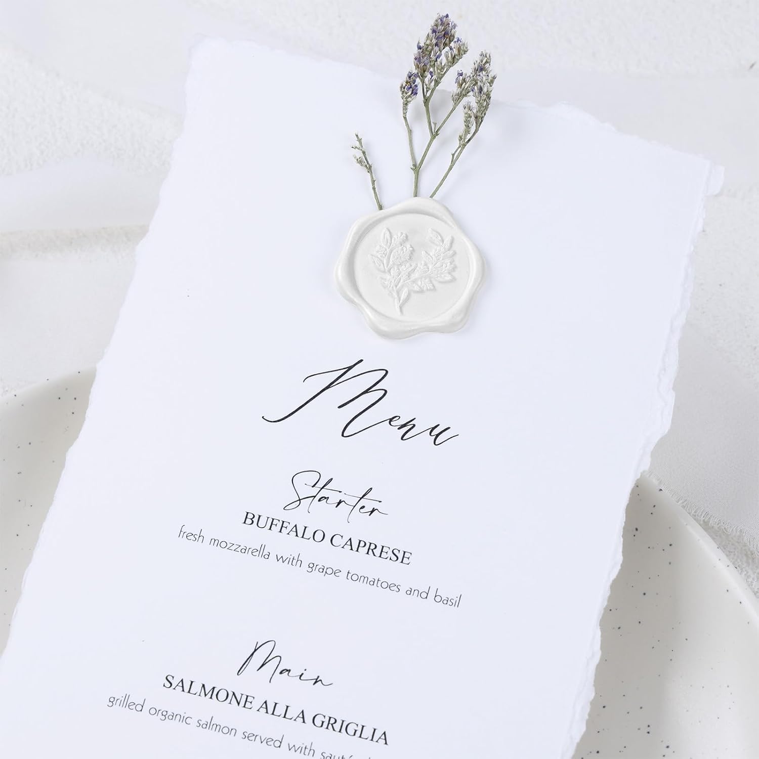 UNIQOOO Wax Seal Stickers - Eucalyptus Wedding Invitation Envelope Seal Stickers, 50 Pcs Self- Adhesive Snow White Stickers, Perfect for Invitation, Christmas, Gift Wrapping