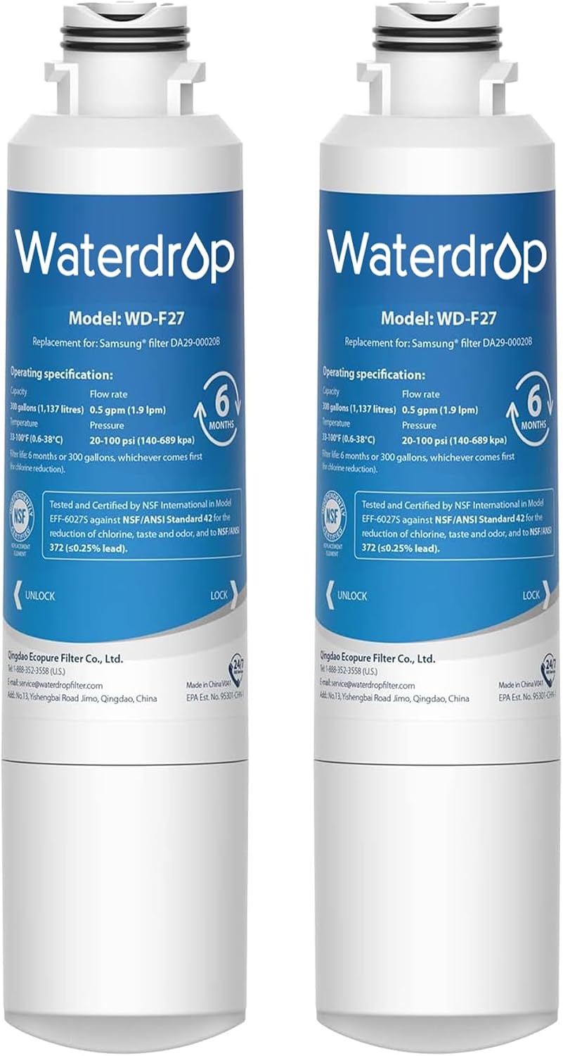 Waterdrop WD-F27 Replacement for Samsung® HAF-CIN/EXP Water Filter, 2 Pack