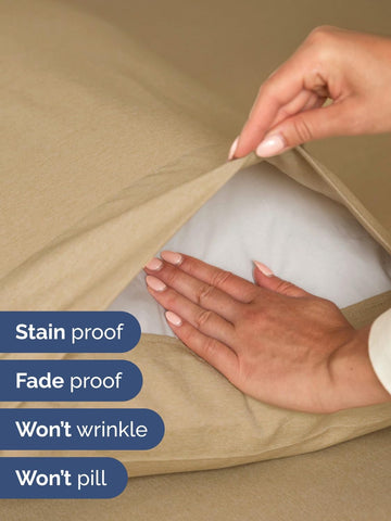 Extra Deep Cal King Sheet Set - 4 Piece Cooling Bed Sheets - Heathered Tan