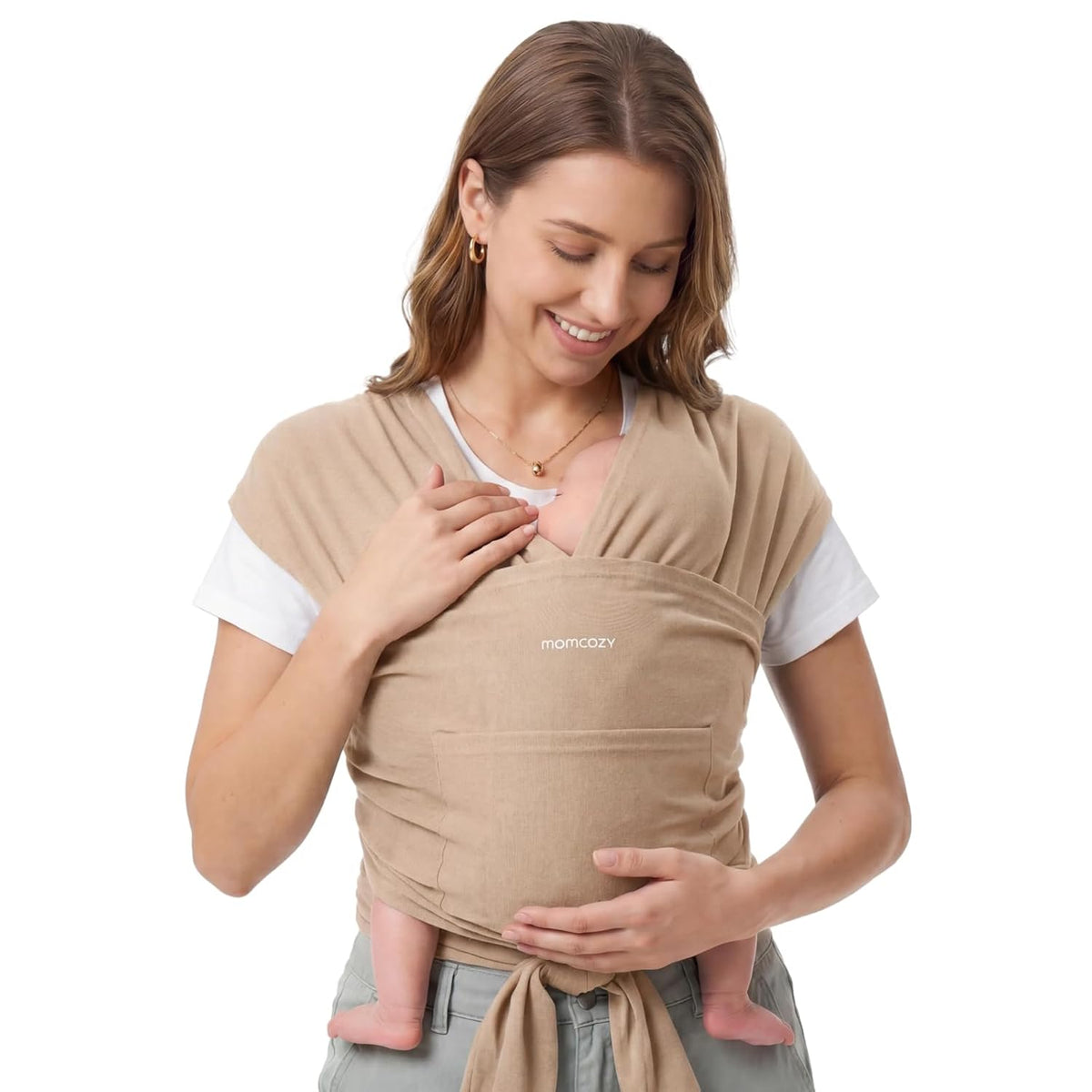 Momcozy Baby Wrap Carrier, Easy-On 2-Piece Design, Newborn to 33 lb