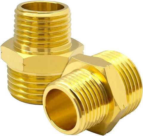 Hooshing 2PCS Garden Hose Adapter 1/2" NPT Male to 3/4" GHT Male Connector