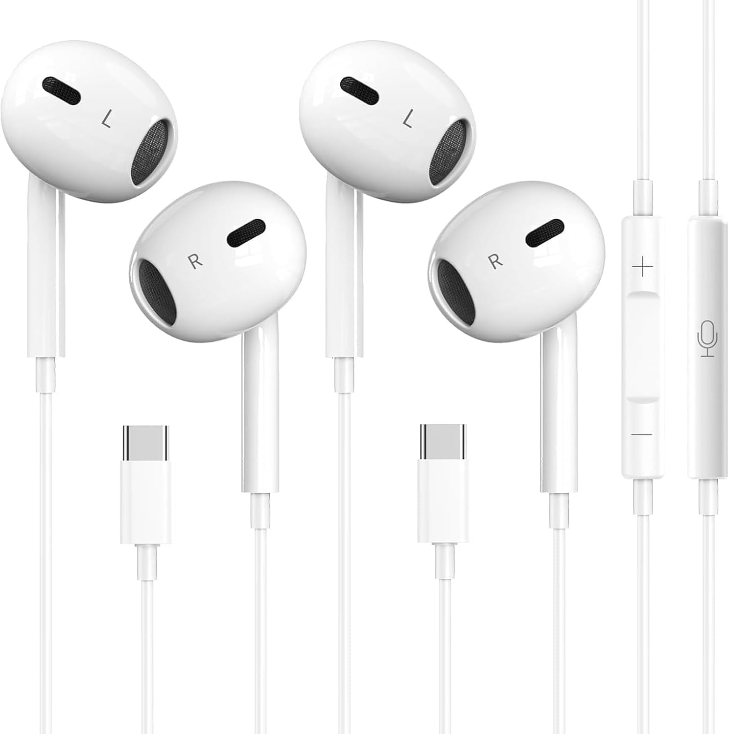 2 Pack USB C Headphones for iPhone 17/16/15, iPad, Mac for Most USB C Jack