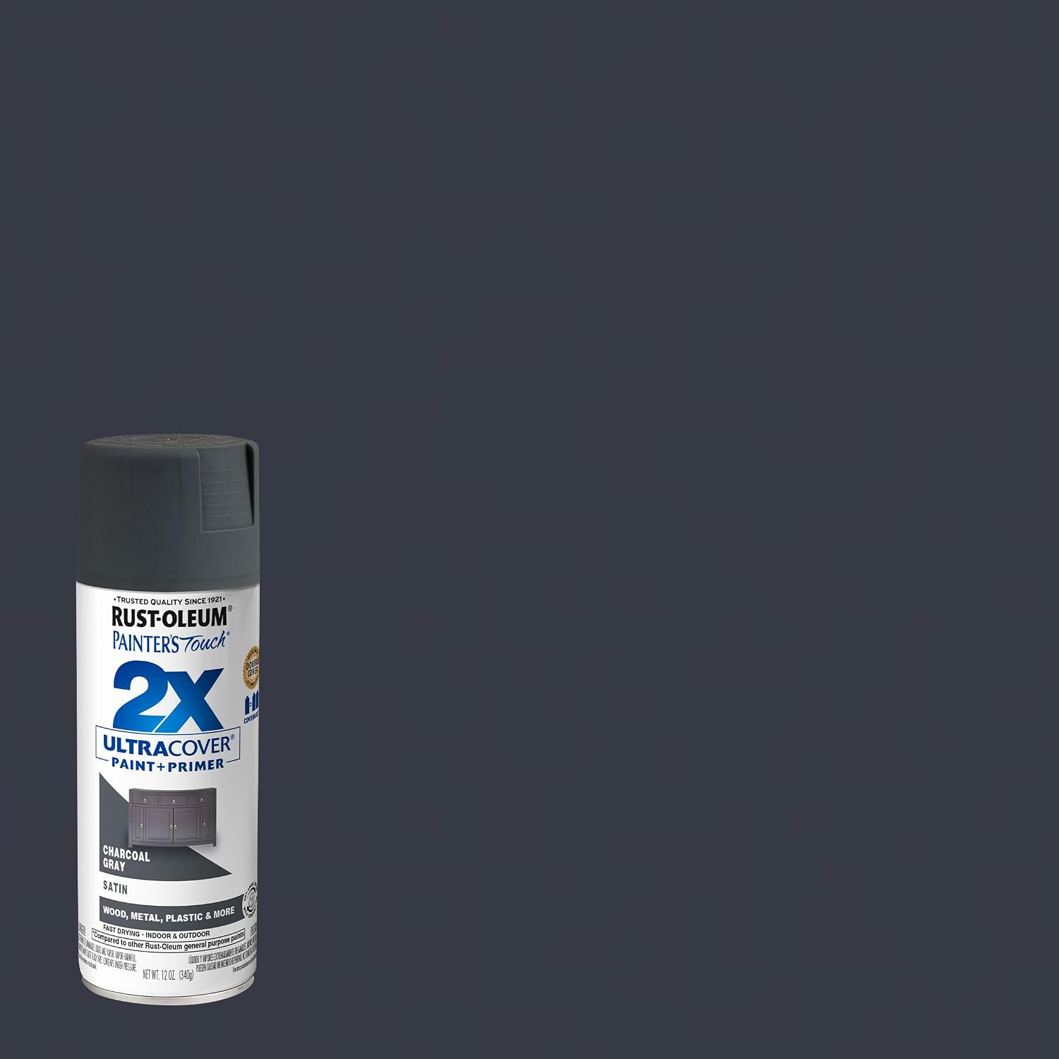 Rust-Oleum Painter's Touch 2X Ultra Cover Spray Paint, Satin Charcoal Gray