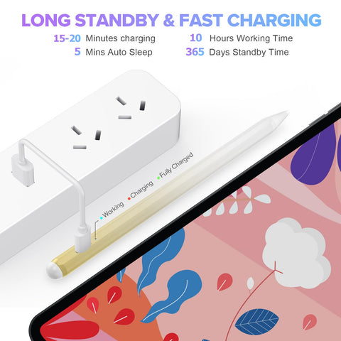 Stylus Pen for iPad 6th-11th Generation-2X Fast Charge Active Pencil Compatible with 2018-2025 Apple iPad Pro 11"/12.9"/M4, iPad Air 3/4/5/M2/M3,iPad Mini 5/6 Gen-Gradient White Yellow