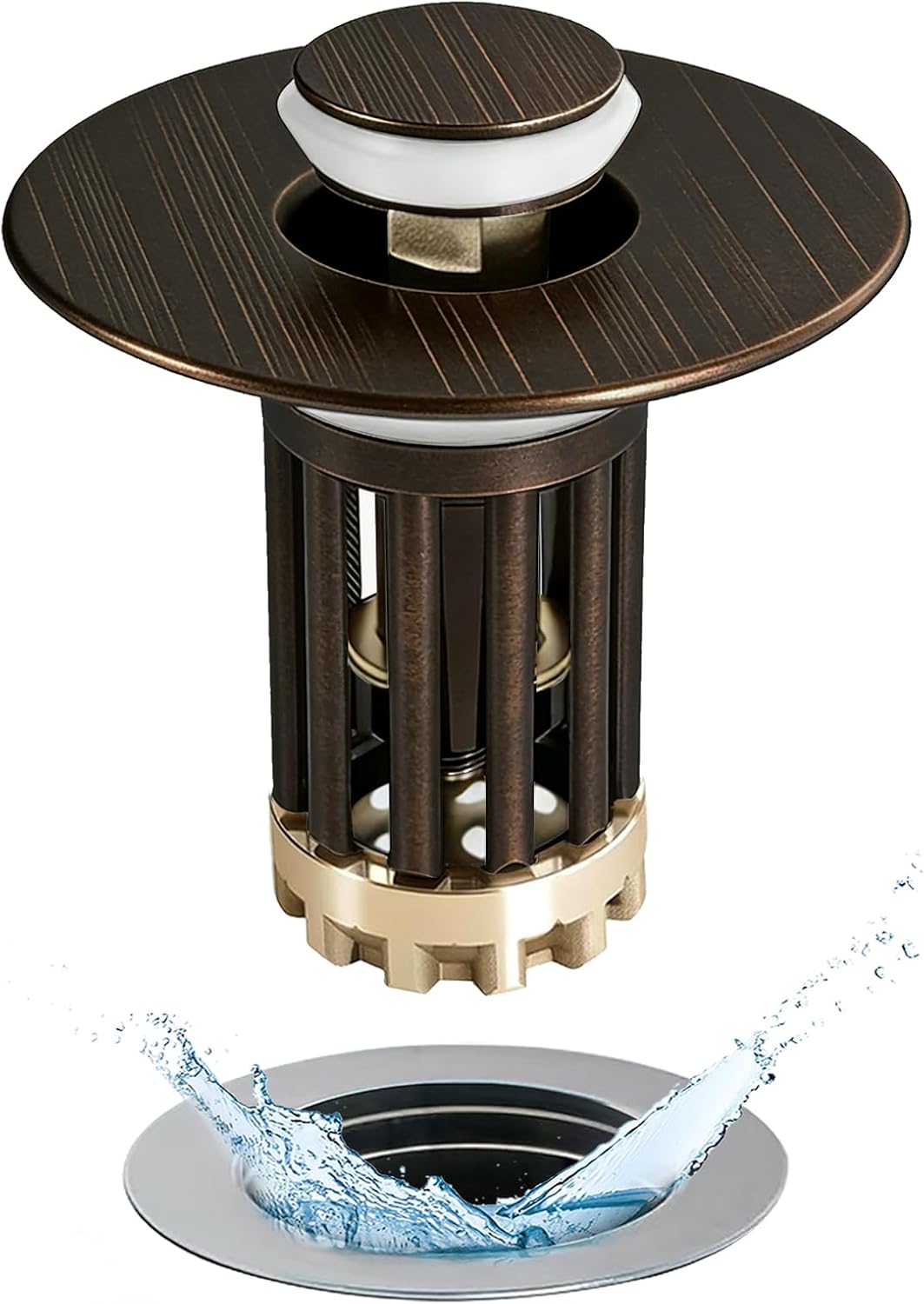 Anlige 3 in 1 Pop Up Bathroom Sink Stopper, Bathroom Sink Drain Strainer