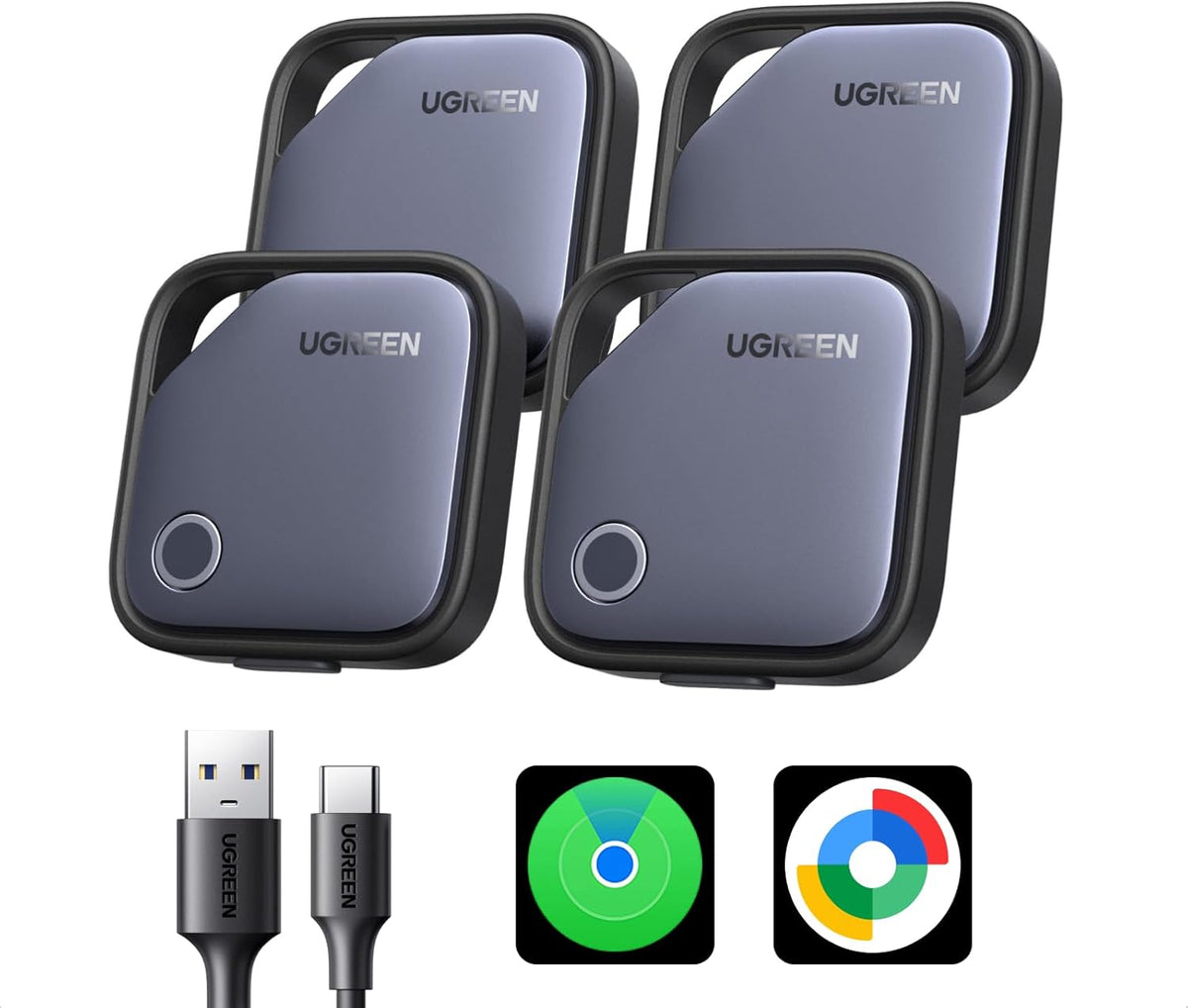 UGREEN Finder Duo Air Tracker Tags 4 Pack (iOS and Android)