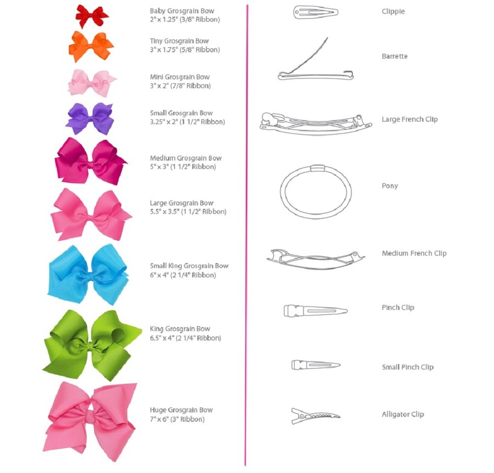 Wee Ones Girls' Classic Grosgrain Hair Bows with Plain Wrap Center, No-Slip Hair Clip, Handmade, Hot Pink, Tiny