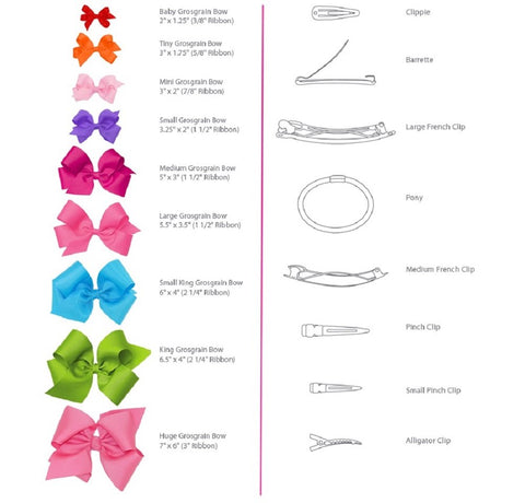 Wee Ones Girls' Classic Grosgrain Hair Bows with Plain Wrap Center, No-Slip Hair Clip, Handmade, Hot Pink, Tiny