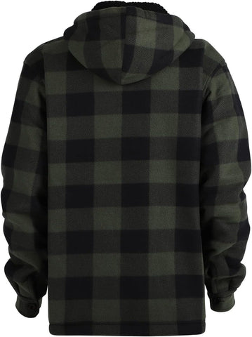 Facitisu Hoodies for Men Sherpa Lined Heavyweight Flannel Jackets Fleece Plaid Winter Warm Coats