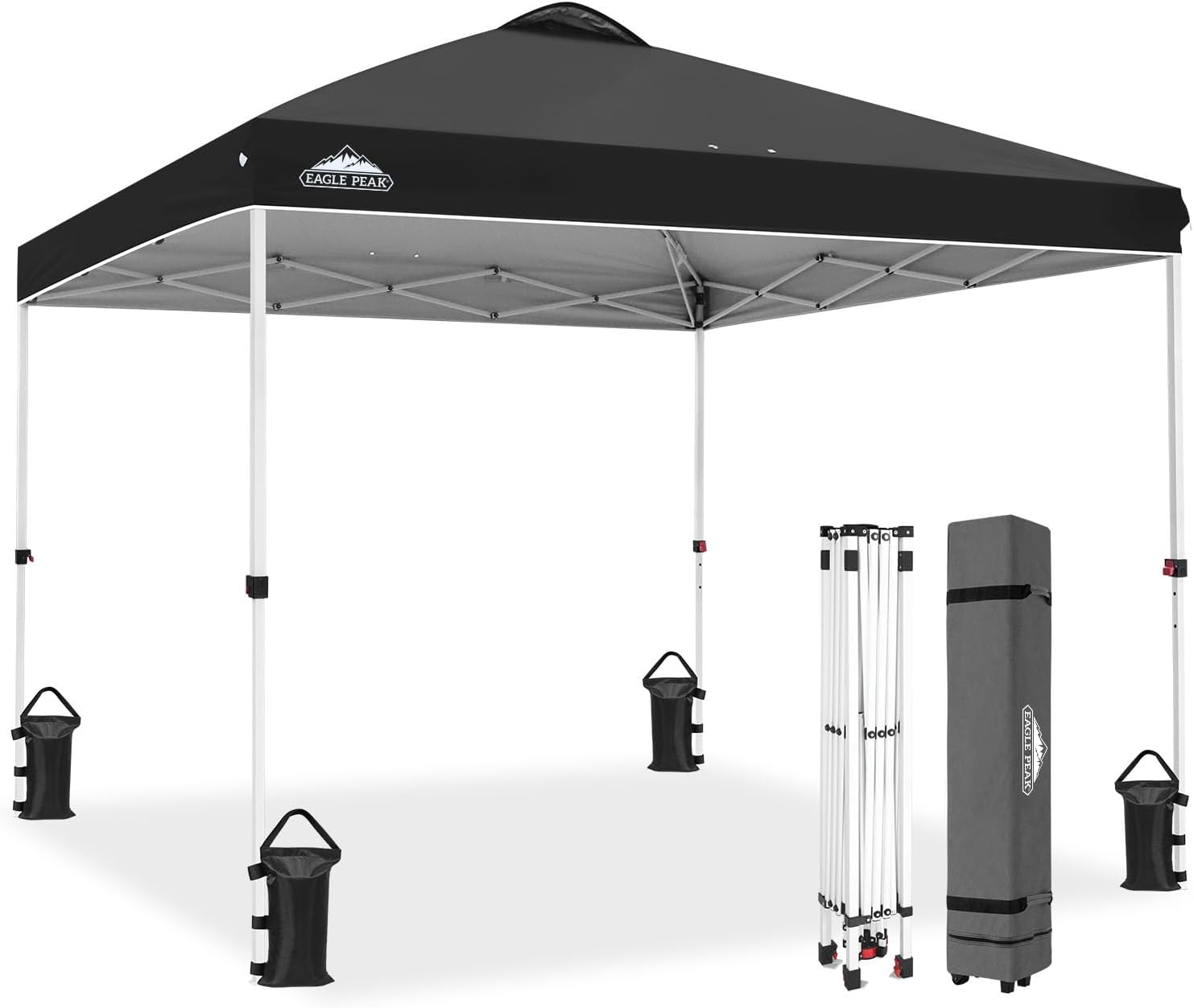 EAGLE PEAK 10x10 Pop Up Canopy Tent Easy Up Canopy Outdoor, Black