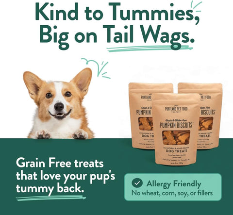 Portland Pet Food Pumpkin Dog Treats, Healthy, Grain-Free Biscuits 3 Pack
