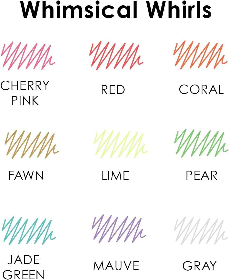 Grabie Erasable Gel Pens, 9 Color 0.7 mm Pens, Whimsical Whirls
