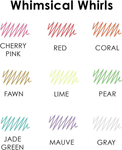 Grabie Erasable Gel Pens, 9 Color 0.7 mm Pens, Whimsical Whirls