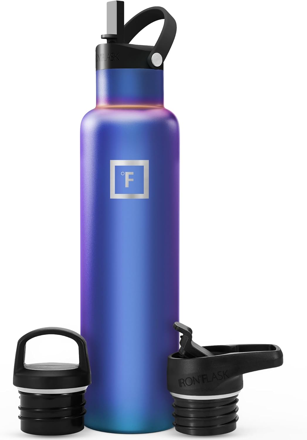 IRON °FLASK 24 oz Narrow Mouth Water Bottle with 3 Lids