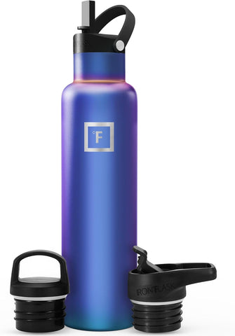 IRON °FLASK 24 oz Narrow Mouth Water Bottle with 3 Lids
