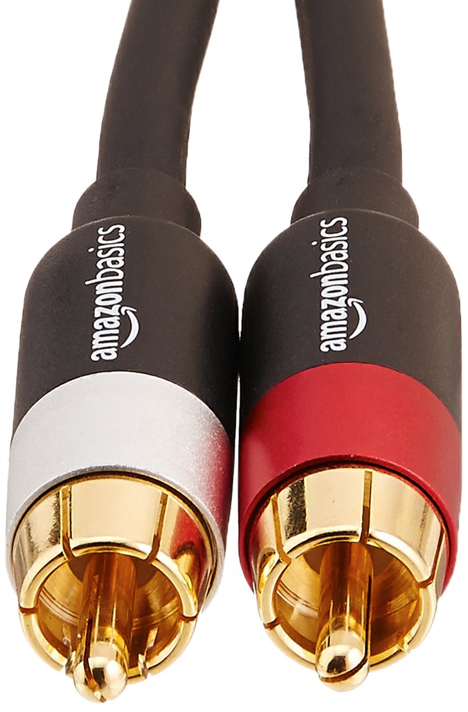 Amazon Basics 2 RCA Stereo Audio Cable for Hi-Fi System, Amplifier, Active Speakers or Subwoofer with Gold-Plated Plugs, Digital Audio Compatible, 4 Feet, Black