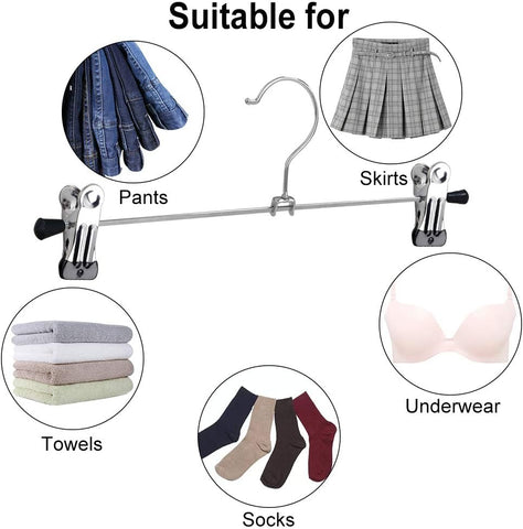 NORTHERN BROTHERS Pants Hangers with Clips, Heavy Duty 20 Pack, Adjustable Metal Skirt Hanger for Women Men Jeans Shorts Trousers Clothes Closet Organizers and Storage