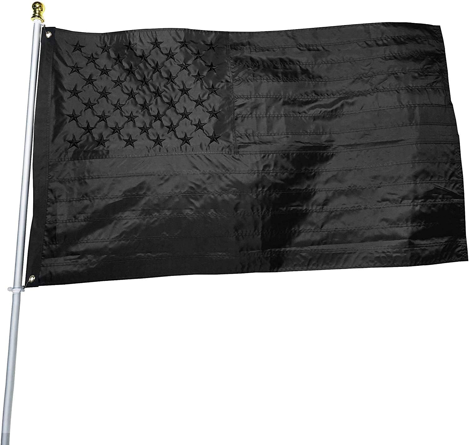 Black American Flag 2x3 ft: Heavy Duty Outdoor US Flag Made from Nylon