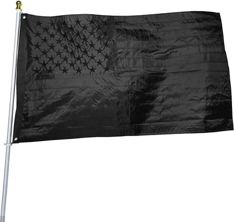 Black American Flag 2x3 ft: Heavy Duty Outdoor US Flag Made from Nylon