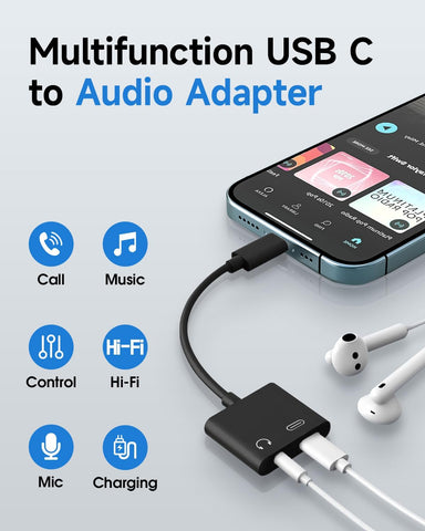 Criello USB C to 3.5mm Headphone and Charger Adapter 2 Pack