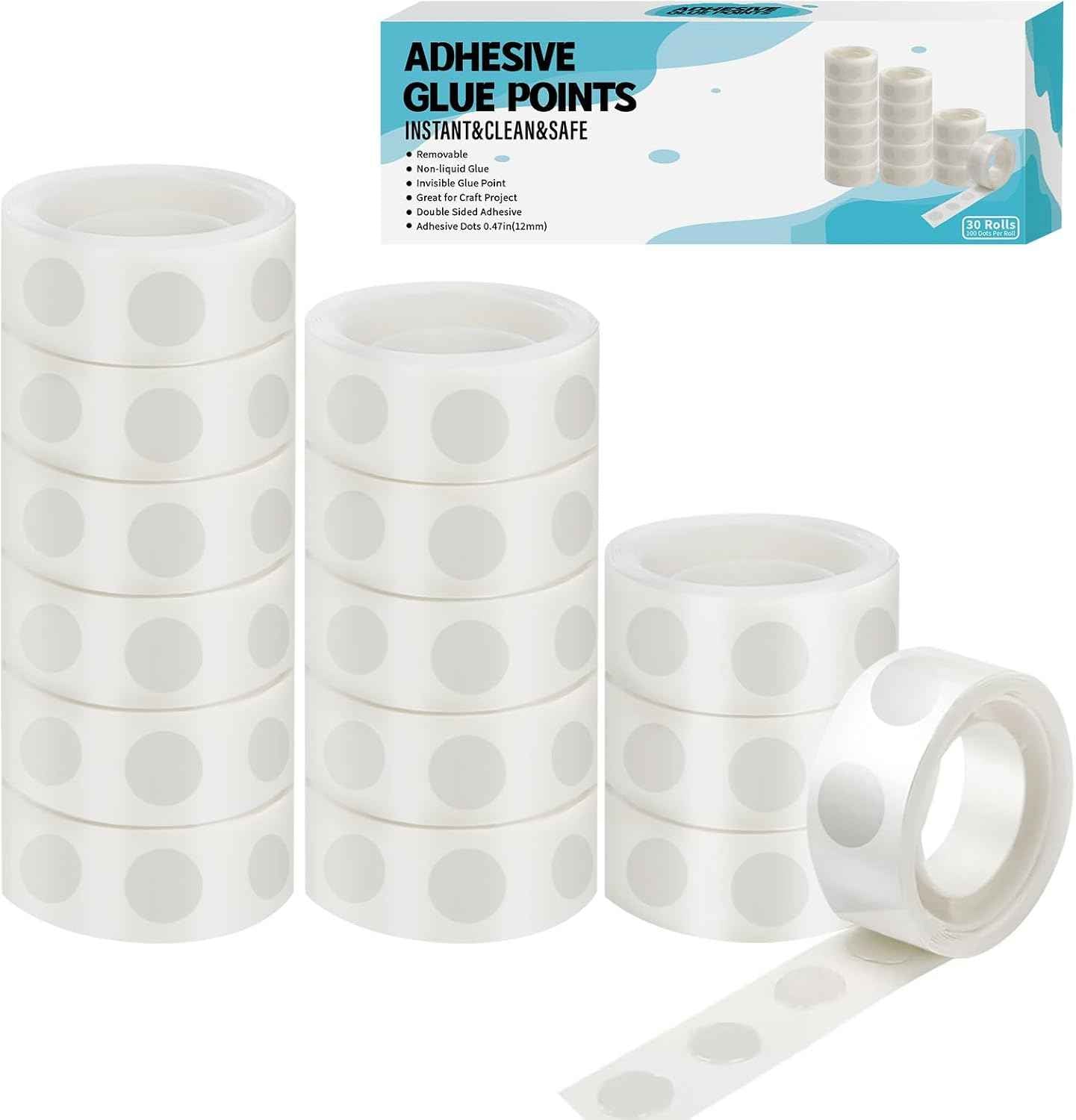 gegemaoyi 3000pcs Glue Point Clear Balloon Glue Removable Adhesive Dots Double Sided Dots of Glue Tape for Balloons Craft Glue Points Dots Sticky Dots or Wedding Decoration