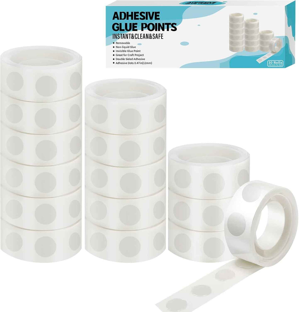 gegemaoyi 3000pcs Glue Point Clear Balloon Glue Removable Adhesive Dots Double Sided Dots of Glue Tape for Balloons Craft Glue Points Dots Sticky Dots or Wedding Decoration