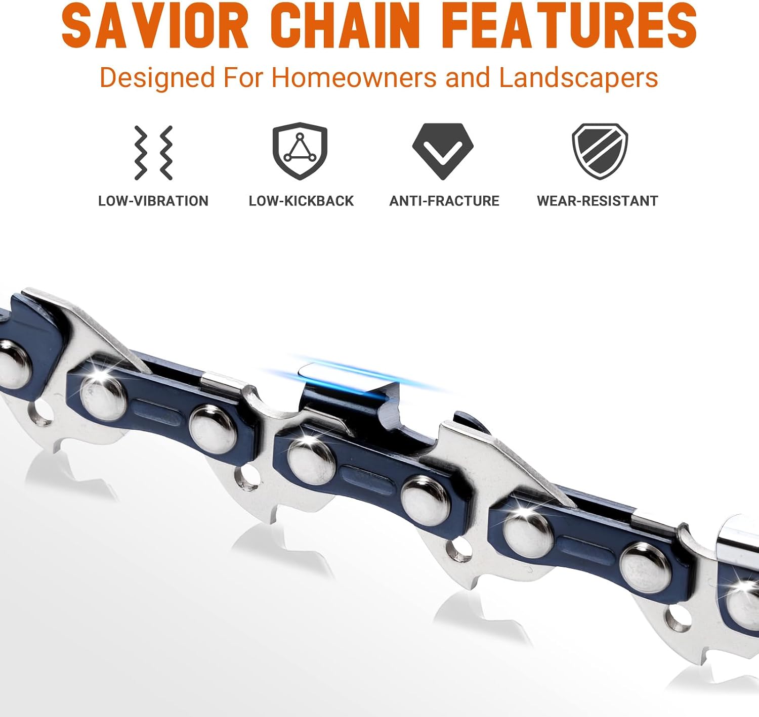 Savior 8" Chainsaw Bar Chains .3/8"LP .050'' 33DL Fits GreenWorks 2020902ME