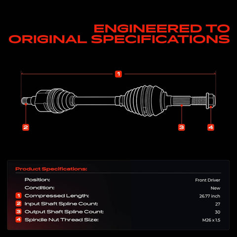 A-Premium Front Left Driver Side CV Axle Shaft Assembly