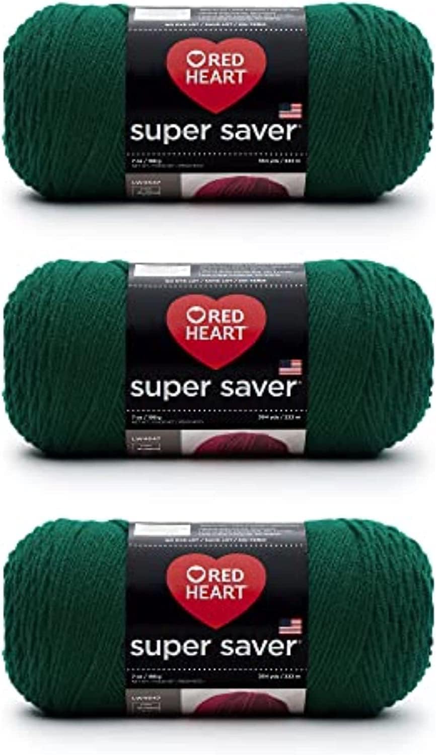 Red Heart Super Saver Yarn for Crocheting & Knitting, Paddy Green, 3-Pack