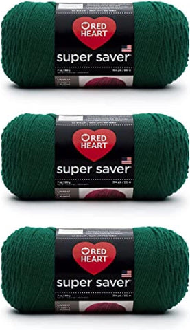 Red Heart Super Saver Yarn for Crocheting & Knitting, Paddy Green, 3-Pack