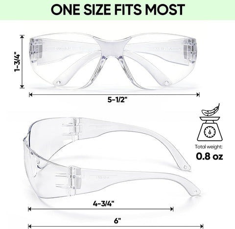 TICONN Clear Safety Glasses for Men & Women, ANSI Z87.1 Safety Goggles