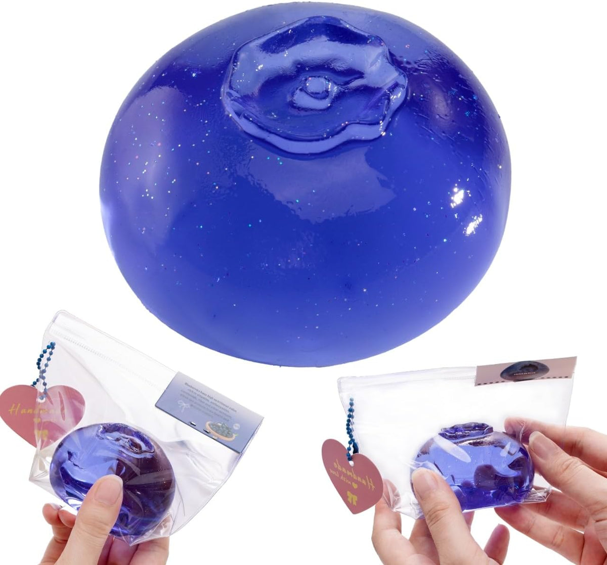 Handmade Silicon Taba Clear Blueberry Squishy,Safe & Non-toxic Sticky Big Jumbo Mochi Squishy Toy for Kids & Adults, Cute Stress-Relief Fidget Squeeze Toys for Relaxation & Sensory Play