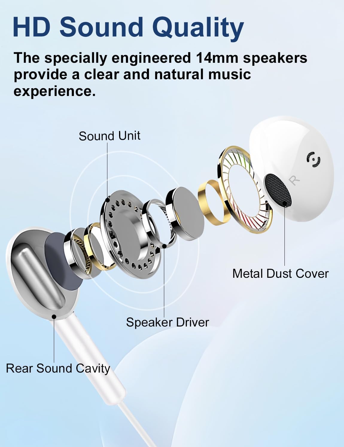 MAS CARNEY Wired Earbuds in-Ear Headphones with Mic for iPhone, School, MP3