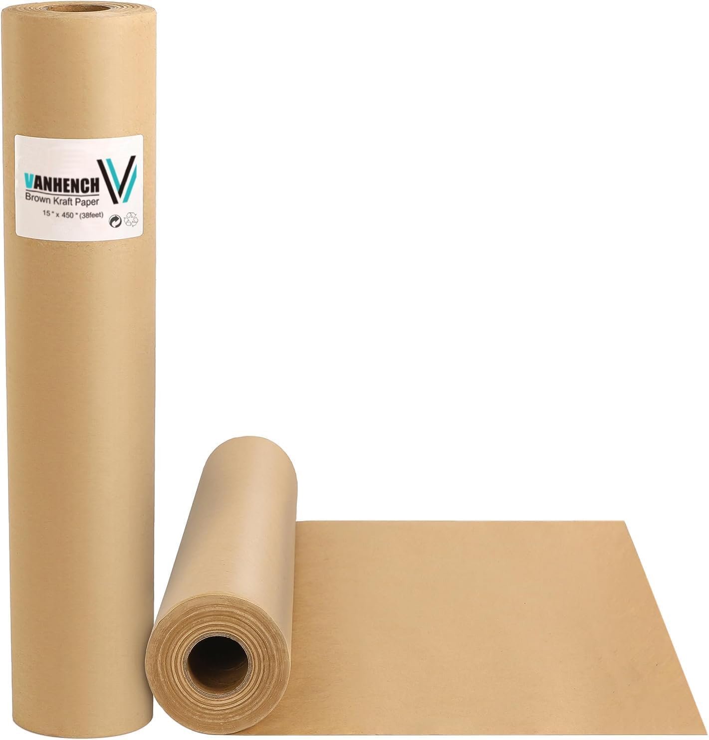 Vanhench Brown Wrapping/Packing Paper Roll 15"×450" (38')