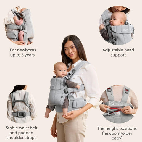 BabyBjörn Baby Carrier Harmony, Light Gray, Woven Mélange, 3-in-1 Ergonomic Baby Carrier, Newborn, Facing-in, Outward-Facing, and Back Carrying Positions Supported (7-40 lbs), Newborn to Toddler