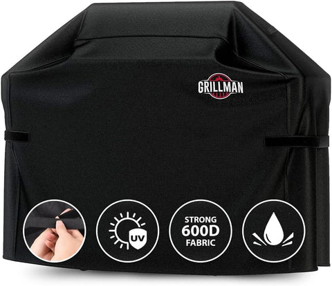 Grillman Premium Grill Cover for Outdoor Grill, BBQ Grill Cover 60 Inch- Rip-Proof, Waterproof, Top Heavy-Duty Large 60 Inch Grill Cover - Barbecue Cover & Gas Grill Covers (60"L x 28"W x 44"H, Black)