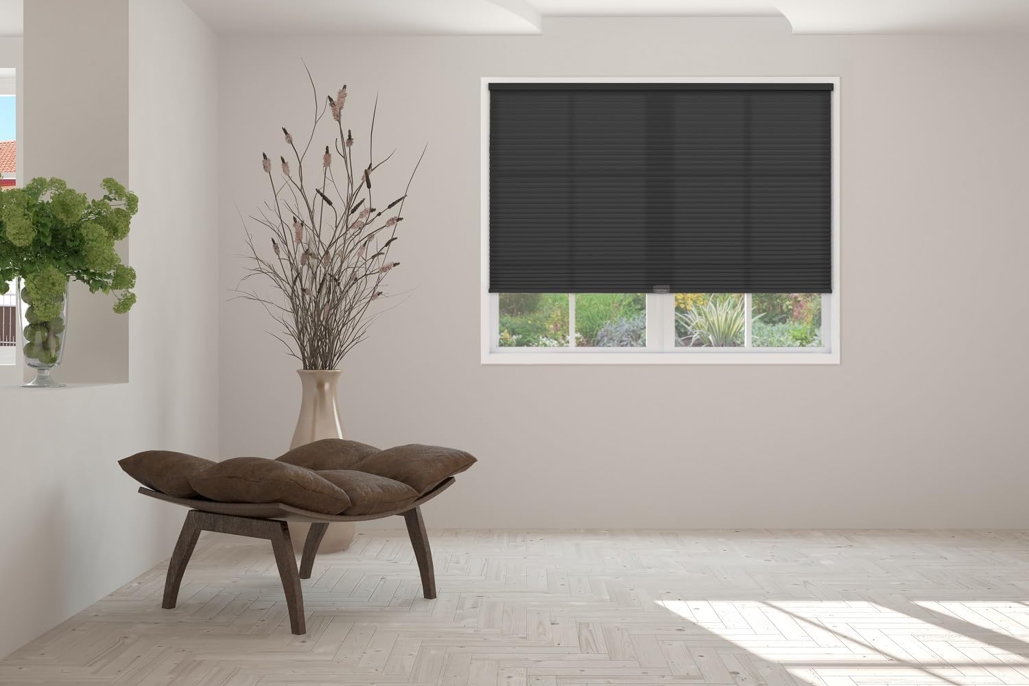 BlindsAvenue Cordless Cellular Shade, Black, 18" W x 48" H