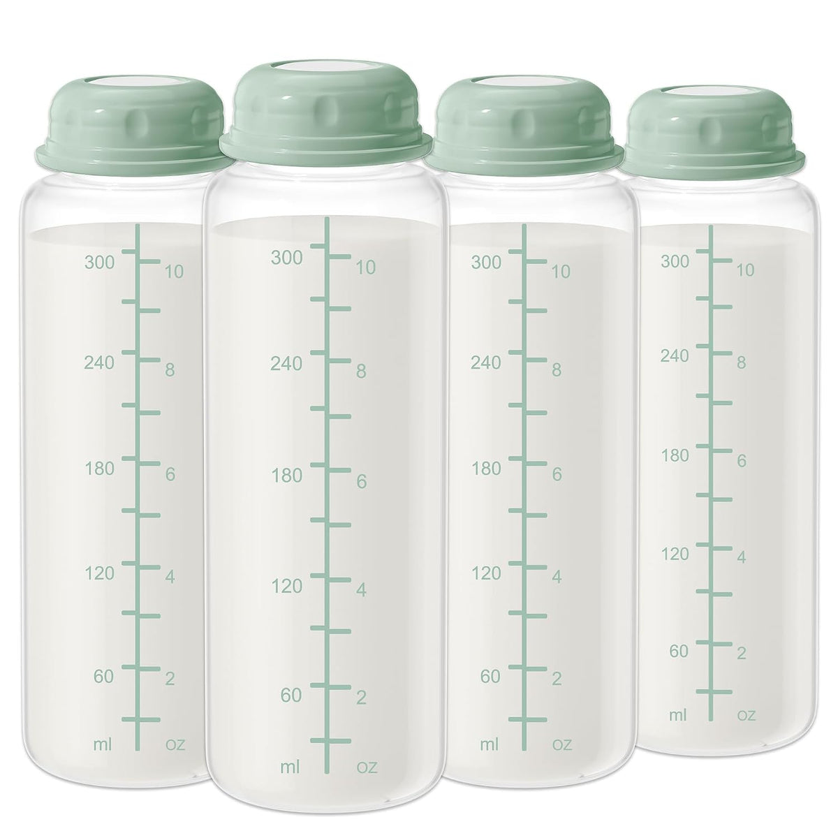 11oz Breastmilk Storage Bottles, BPA Free Narrow Neck Collection Bottle with Sealing Disk, Breast Milk Containers for Fridge & Momcozy Breast Milk Cooler 12oz, 4PCS